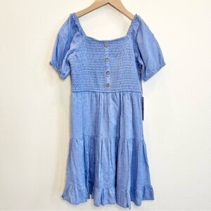 NWT Japna Girls Blue Smocked Bodice Lined Dress Size 10